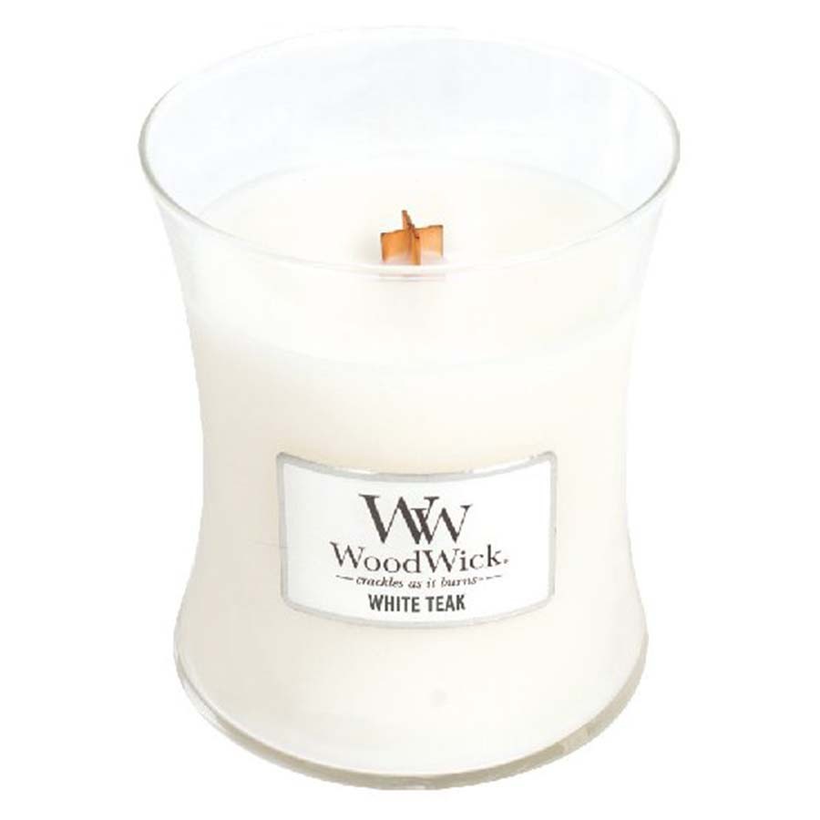 Woodwick White Teak svíčka váza střední