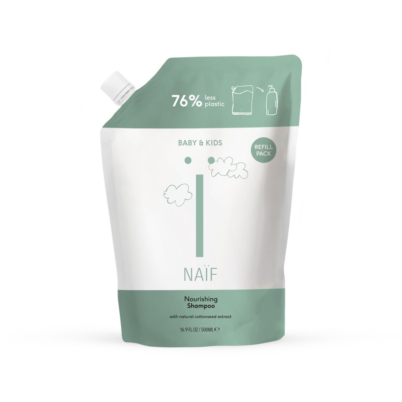 Naif Výživný šampon pro děti a miminka 500 ml náhradní náplň