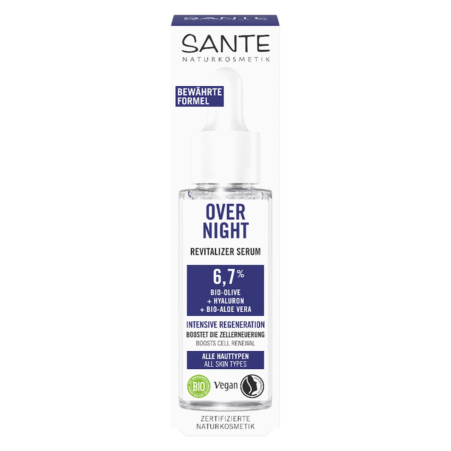 Sante - Overnight Revitalizer Serum mit Bio-Olive, Hyaluron & Bio-Aloe Vera Hydratační séra 30 ml dámské