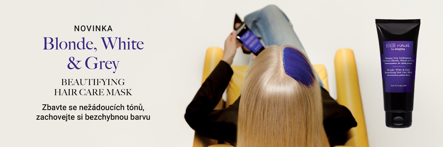 Nová maska na vlasy Hair Rituel by Sisley Blonde, White & Grey Beautifying Hair Care Mask pro blond, bílé a šedivé vlasy, která neutralizuje žluté tóny a zachovává bezchybnou barvu.