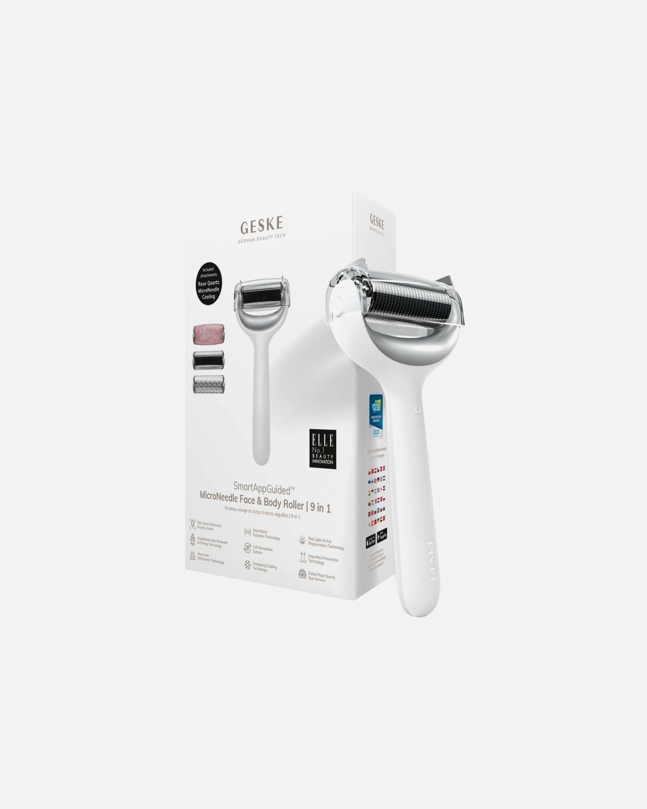 Přístroj na čištění pleti po UnisexGESKEMicro Needle Face & Body Roller 9 In 1White