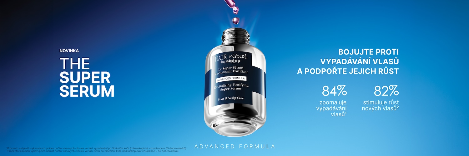 Novinka: The Super Serum od Hair Rituel by Sisley, revitalizační a posilující sérum pro vlasy a pokožku hlavy v elegantní stříbrné lahvičce s kapátkem, které bojuje proti vypadávání vlasů a podporuje jejich růst.
