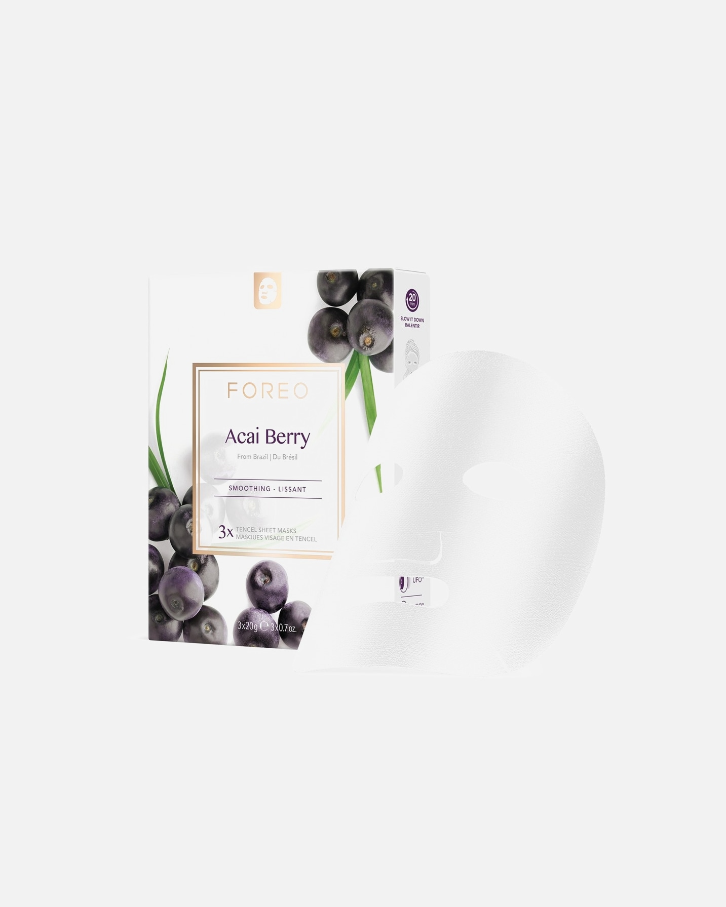 Plátýnková maska po UnisexFOREOSkincareFarm To Face Sheet Mask - Acai Berry3 ks