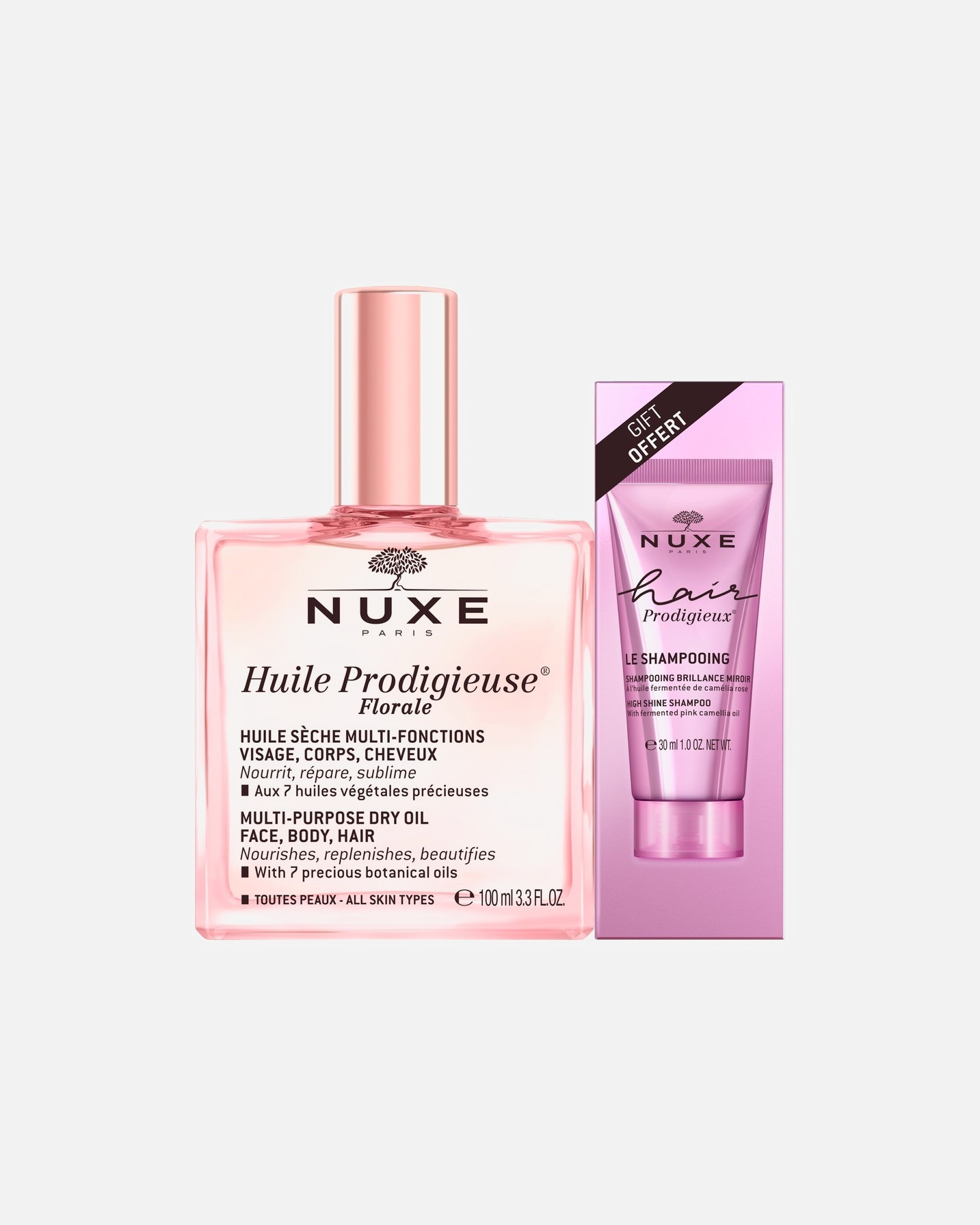 Sada vlasové kosmetiky po Pro ženyNUXE#INNERBEAUTYHuile Prodigieuse Florale 100 ml + Hair Prodigieux Le Shampoo Brillance Miroir 30 ml