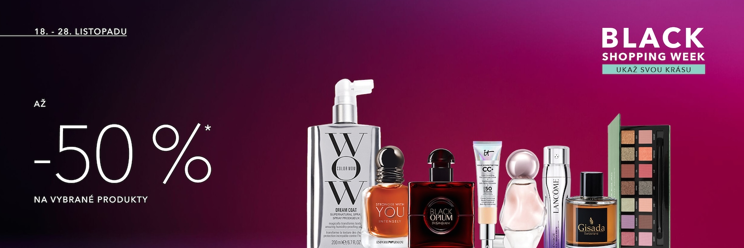 Parfumerie Douglas slevy až 50 % v akci Black Shopping Week Black Friday banner parfumerie Douglas se slevami až 50 %