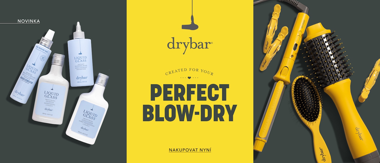 Objevte novinku od Drybar: řadu Liquid Glass pro jemné až středně silné vlasy, která zahrnuje šampon, kondicionér a lesk pro dokonalý styling.