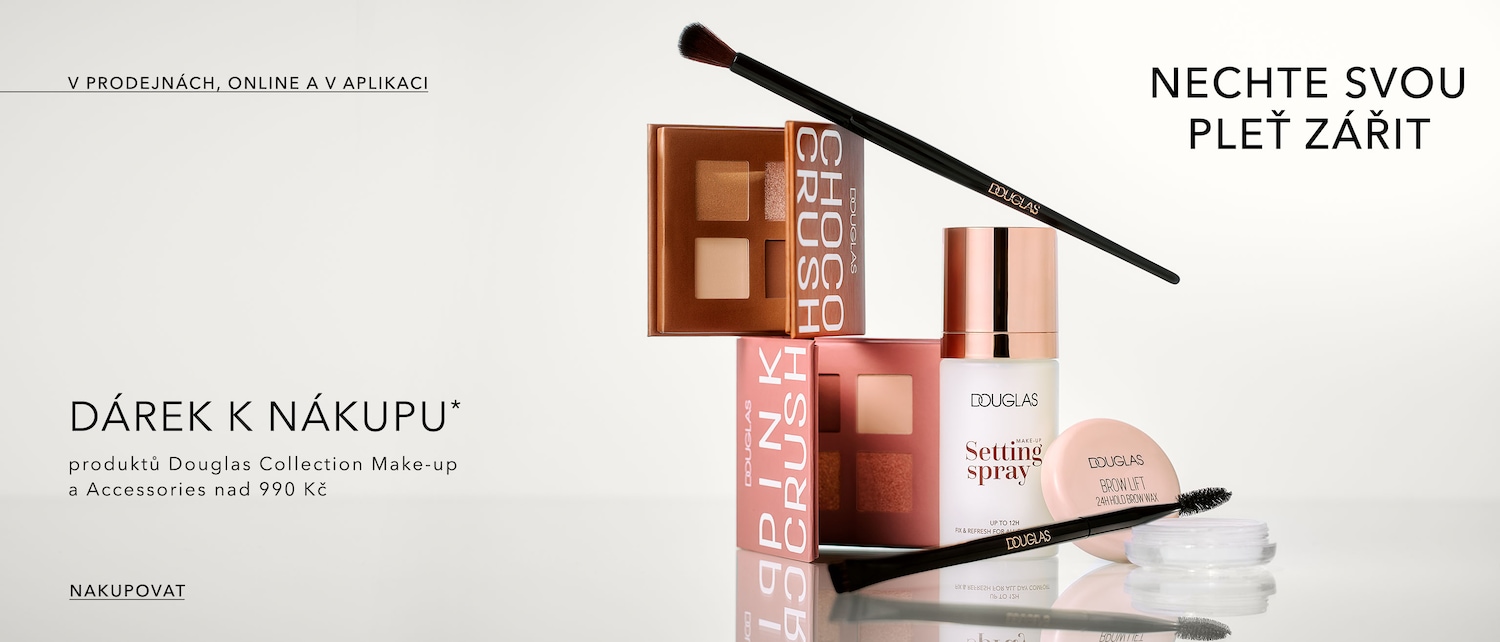 Nechte svou pleť zářit s Douglas kolekcí make-upu a doplňků nad 990 Kč, které jsou k dostání v prodejnách, online a v aplikaci.