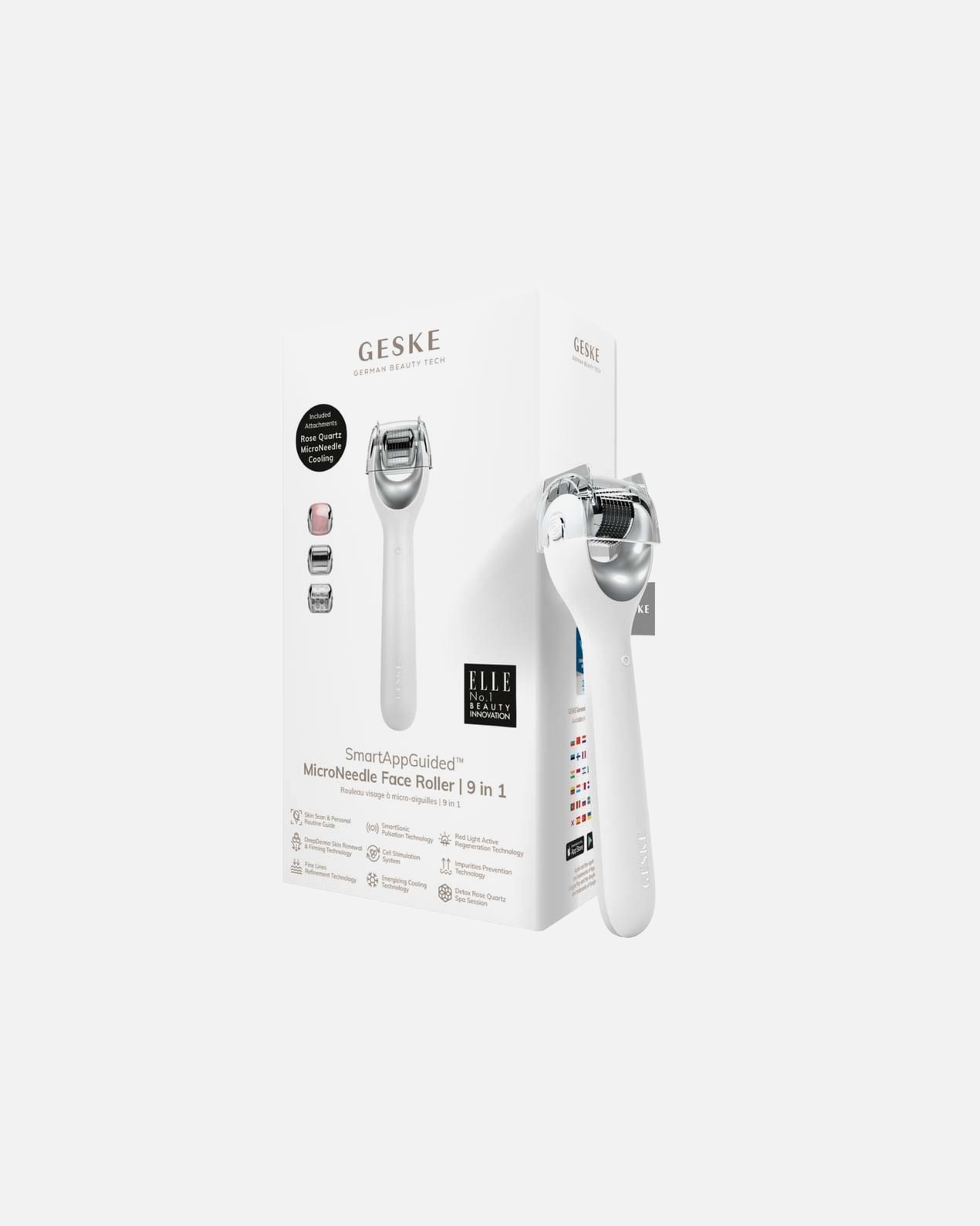 Elektrický masážní přístroj na obličej po UnisexGeske#INNERBEAUTYMicroneedle Face Roller 9 In 1White