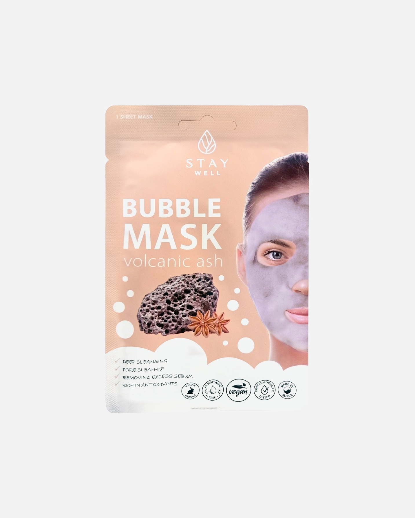 Čisticí maska po UnisexStay Well#INNERBEAUTYDeep Cleansing Bubble Mask – VOLCANIC20 g