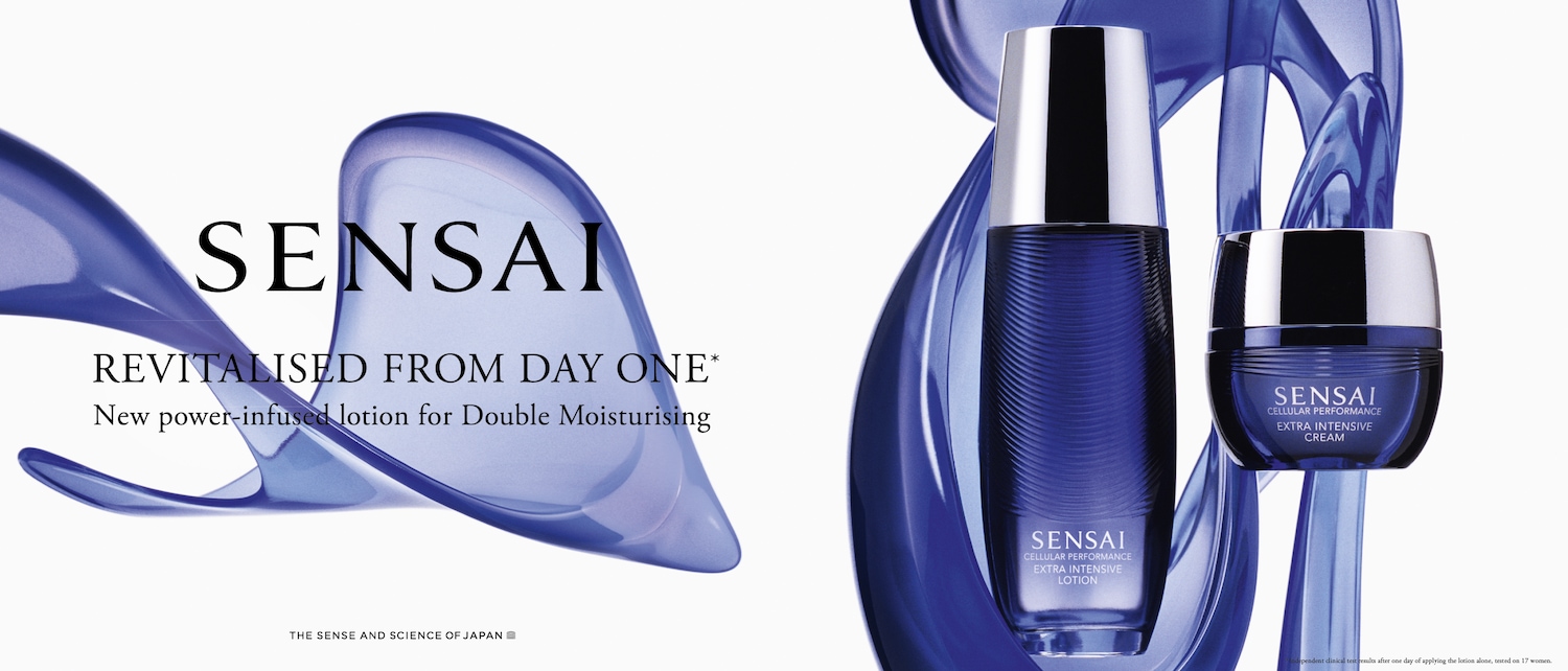 SENSAI Cellular Performance Extra Intensive Lotion a krém v modrém balení slibují revitalizaci pleti již od prvního dne díky nové receptuře pro dvojitou hydrataci.