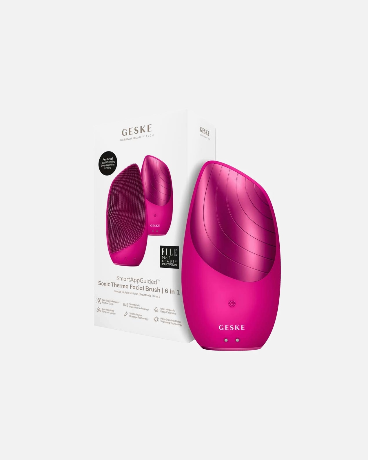 Elektrický masážní přístroj na obličej po UnisexGESKEThermo Facial Brush 6 In 1Magenta