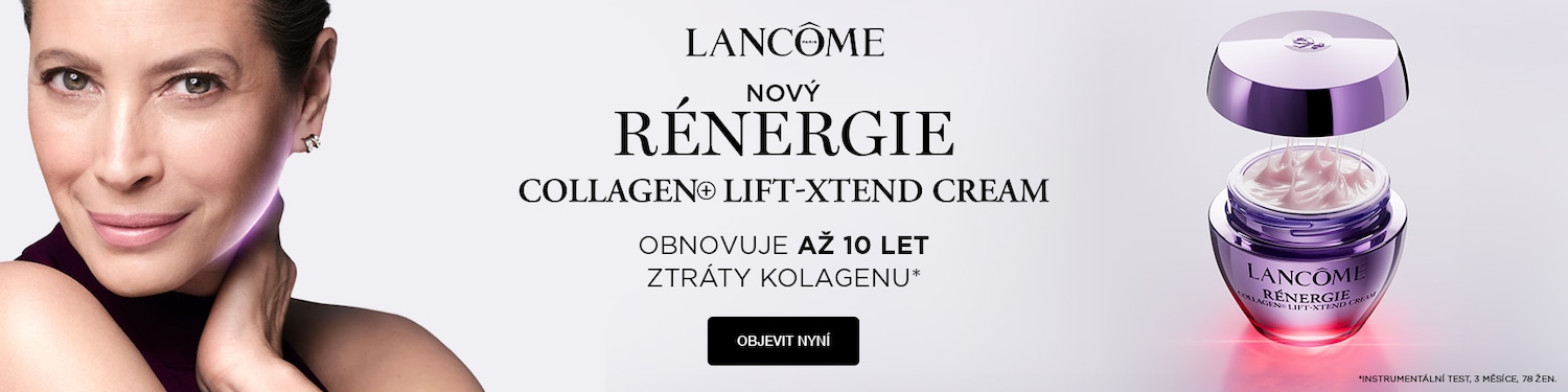 Pleťový krém Lancôme Rénergie Collagen Lift-Xtend Cream v lila obalu slibuje obnovu až o 10 let ztráty kolagenu. Objevte nyní pro omlazení pleti.
