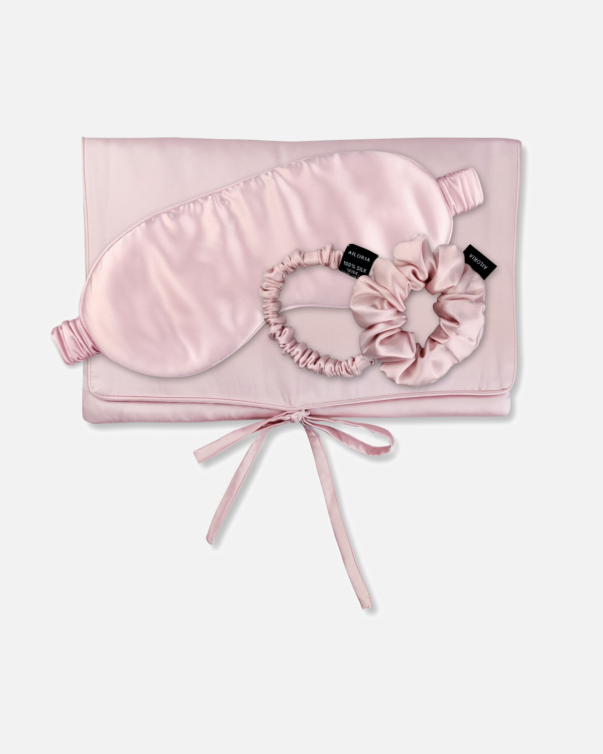 Čelenka po Pro ženyAiloriaTRAVEL SET HAIR Pytel, maska na spaní, škraboška S a škraboška Mrůžová