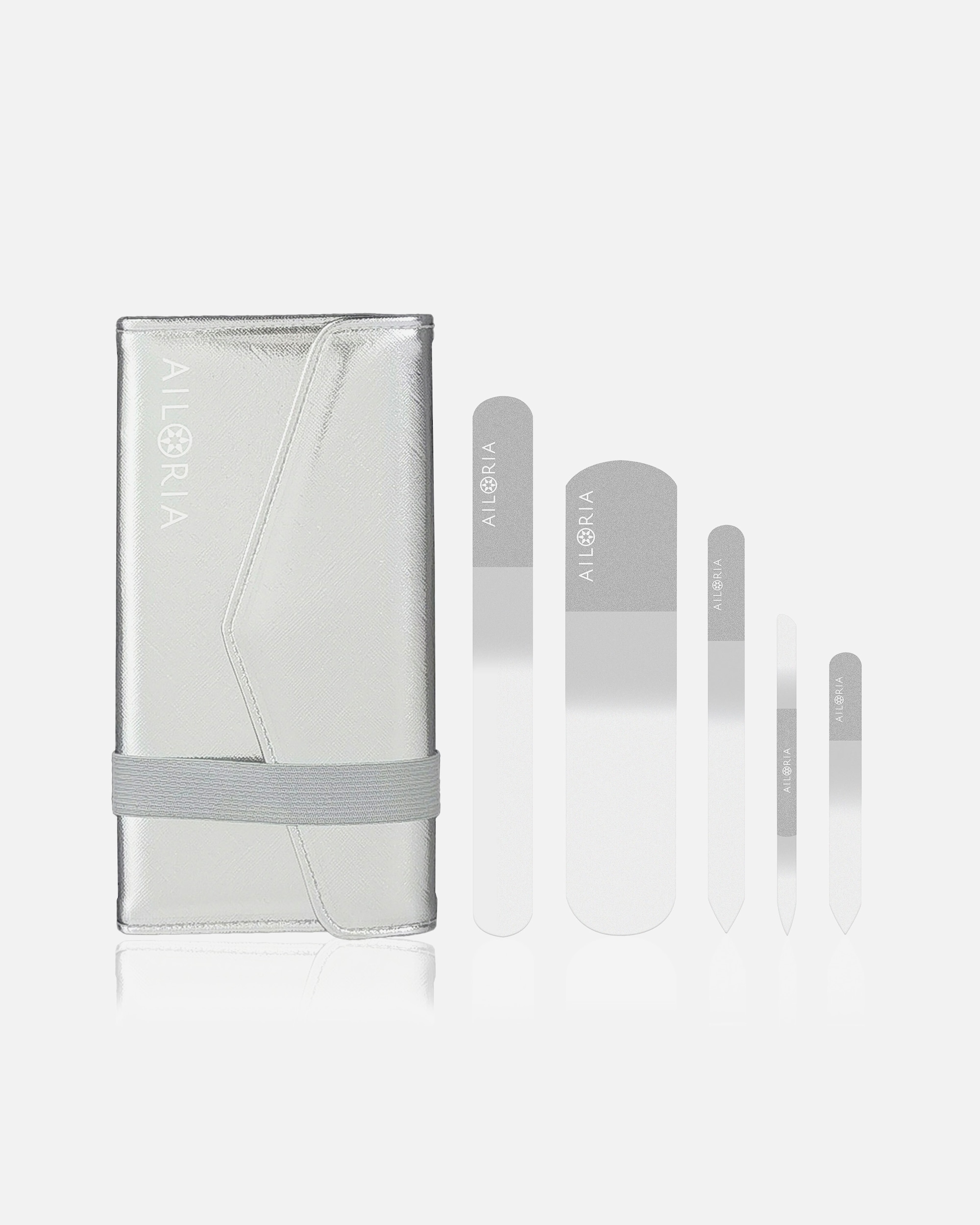 Sada pro péči o nehty po UnisexAiloriaCONTOUR LUXE Sada skleněných pilníků na nehtystříbrná