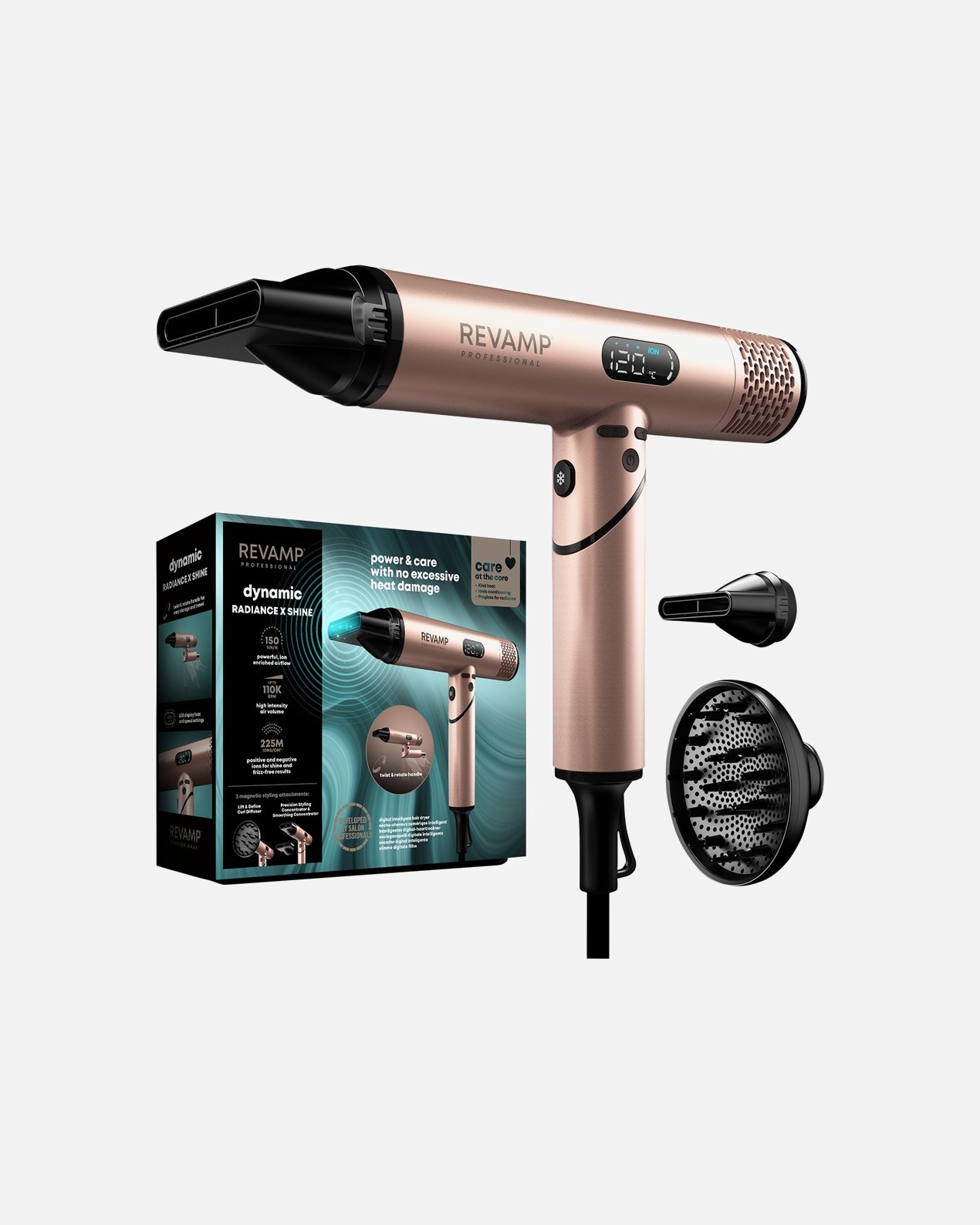 Fén na vlasy po UnisexDigitální a inteligentní iontový vysoušeč vlasů Dynamic Radiance X Shine1 ks.