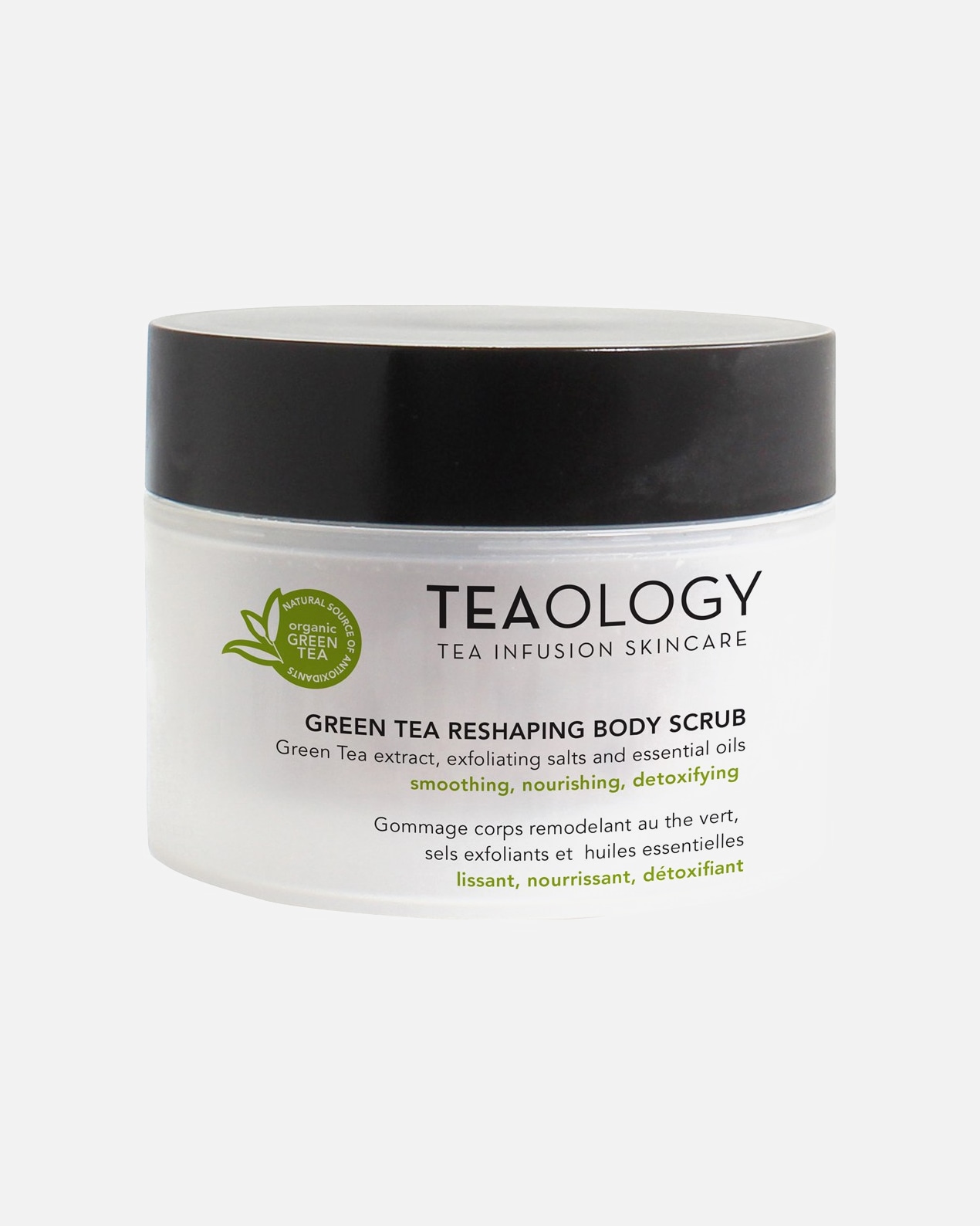 Tělový peeling po Pro ženyTeaology#INNERBEAUTYTvarovací tělový peeling ze zeleného čaje380 g